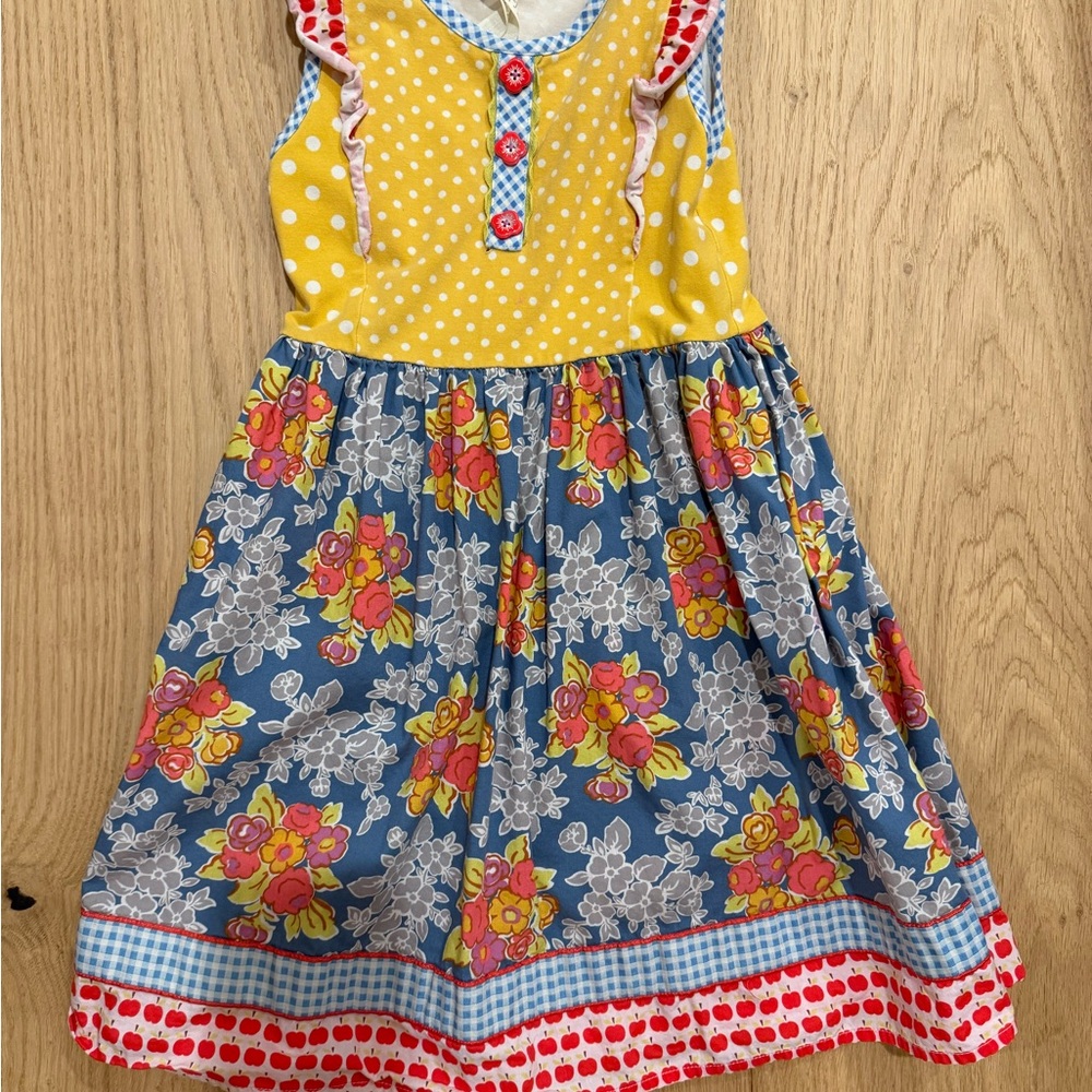 Matilda Jane Yellow Polka Dot and Blue Floral Dress